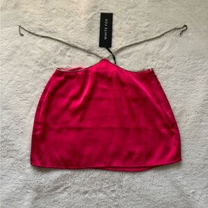 White fox mini pink skirt